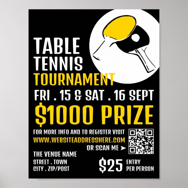 Poster Conception de chauve-souris, Tournoi de tennis de  (Devant)