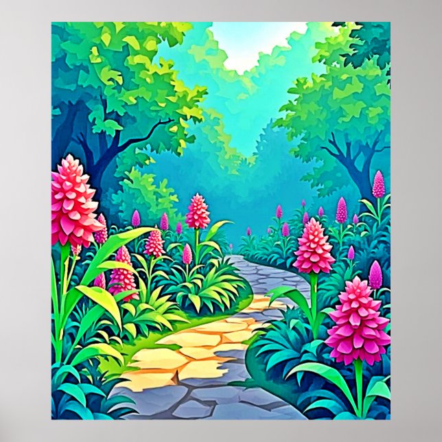 Poster Conception de chemin de jardin magique (Devant)