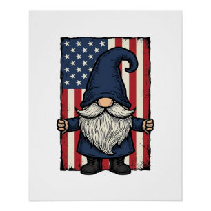 Poster Conception de chemise de drapeau vintage de gnome