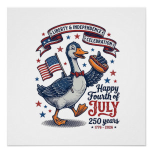 Poster Conception de chemise de l'oie vintage du 4 juille