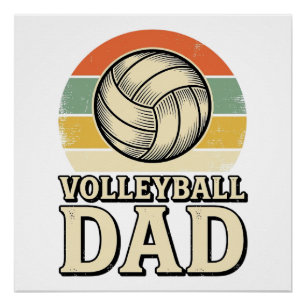 Poster Conception de chemise rétro pour papa de volley-ba
