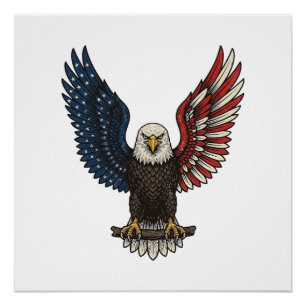 Poster Conception de chemise vectorielle aigle patriotiqu