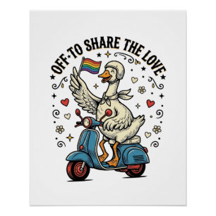 Poster Conception de chemise vintage Funny Goose Scooter 