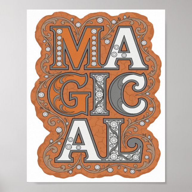 Poster Conception de citation MAGIQUE Orange Cool (Devant)