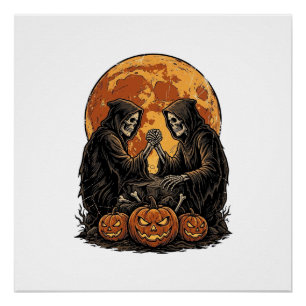 Poster Conception de citrouille de Halloween de faucheurs