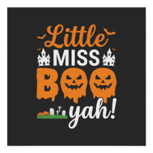 Poster Conception de citrouille Halloween Little Miss Boo