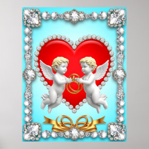 Poster Conception de cœur romantique