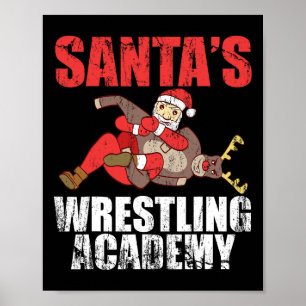 Poster Conception de combat de ring de lutte Santa Sport