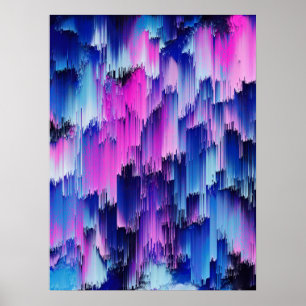 Poster Conception de coucher de soleil glitch abstrait