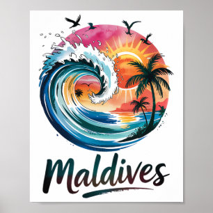 Poster Conception de coucher de soleil tropical et de sur