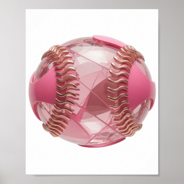 Poster Conception de déclaration de baseball rose argent  (Devant)