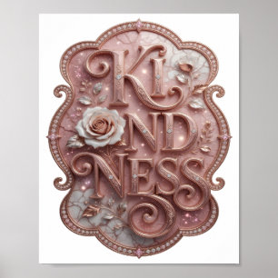 Poster Conception de déclaration de KINDNESS en or propre