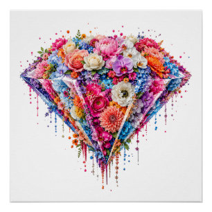 Poster Conception de diamant floral exquis avec art dégou