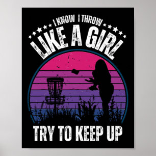 Poster Conception de disque de golf rétro pour femmes fil