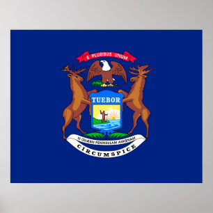 Poster Conception de drapeau d'État du Michigan