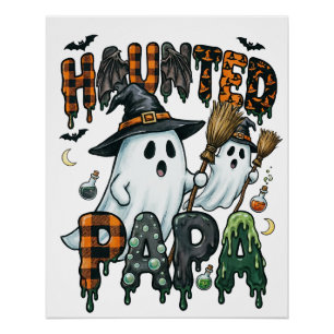 Poster Conception de fantôme de Papa Halloween ensorcelé