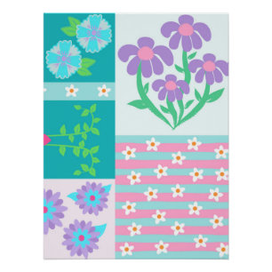 Poster Conception de fleurs vibrantes en fleurs