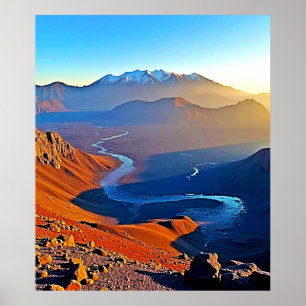 Poster Conception de flux de vallée de montagne majestueu