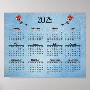 Poster Conception de hockey sur glace Calendrier 2025 Aff