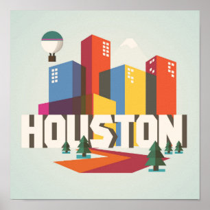 Poster Conception de Houston, paysage urbain du Texas  