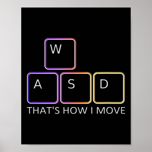 Poster Conception de jeu Wasd - Graphique de clavier de j (Devant)