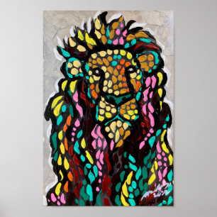 Poster Conception de la peinture de lion colorée
