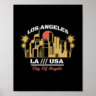 Poster Conception de la skyline de Los Angeles LA USA Cit
