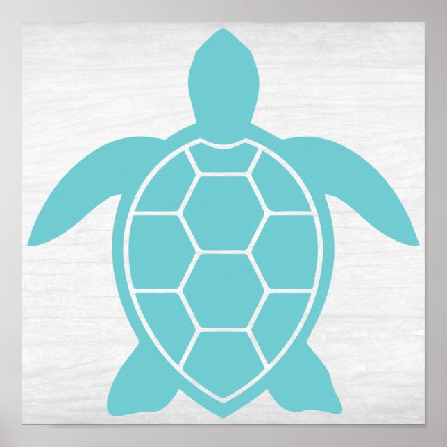 Poster Conception de la tortue marine dans Ocean Vert ble (Devant)