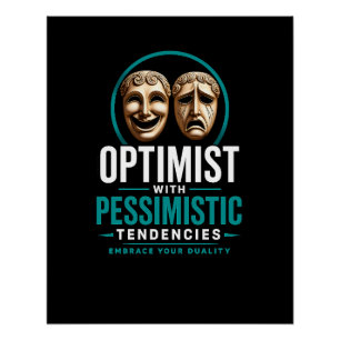 Poster Conception de masque de dualité optimiste vs pessi