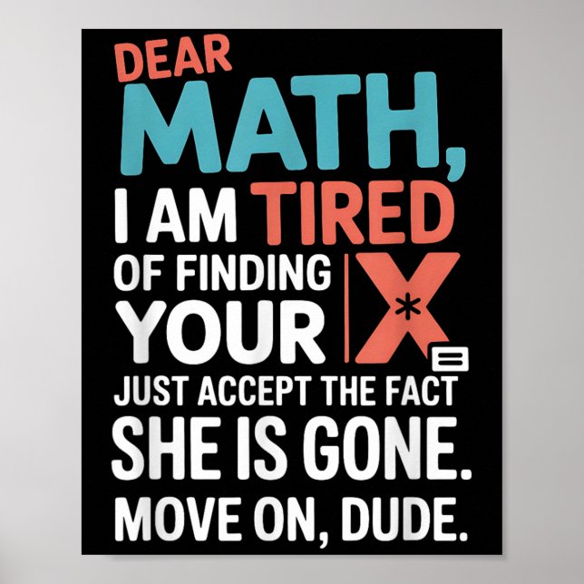 Poster Conception de maths drôle pour garçons filles prof (Devant)