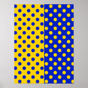 Poster Conception de motif à points bleus jaunes demi-tei