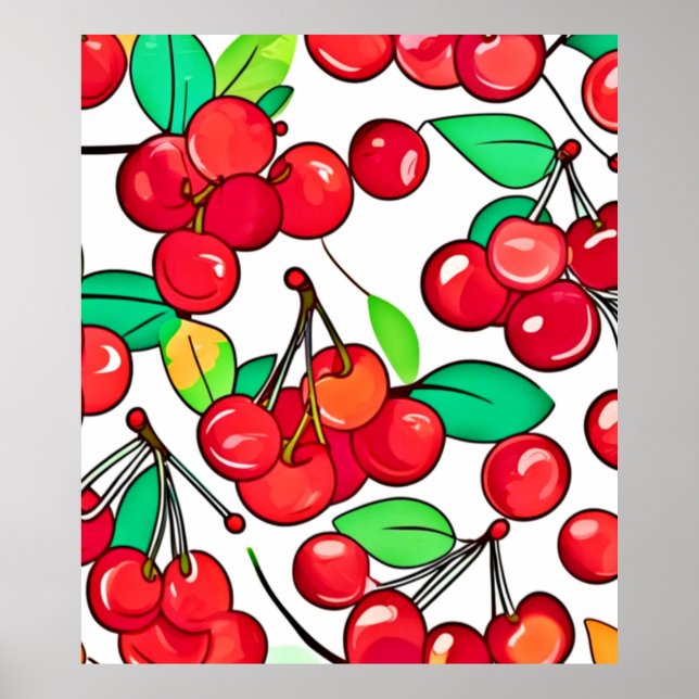 Poster Conception de motif cerise (Devant)