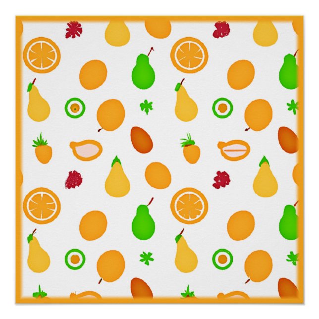 Poster Conception de motif de fruits exotiques (Devant)