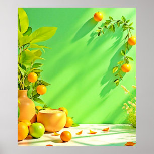 Poster Conception de nature morte vibrante orange vert