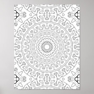 Poster Conception de page de coloriage à motif de fleur e