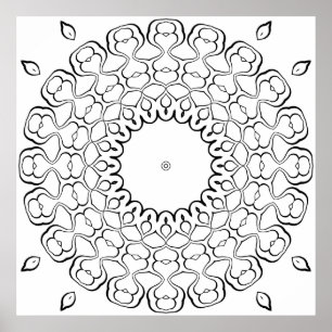 Poster Conception de page de coloriage de mandala à cœur
