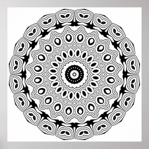 Poster Conception de page de coloriage de mandala à motif