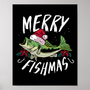 Poster Conception de pêche à thème de Noël drôle - Joyeux