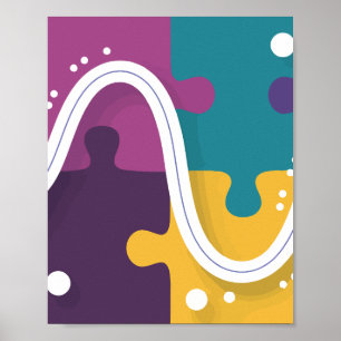 Poster Conception de pièce de puzzle dynamique avec ligne