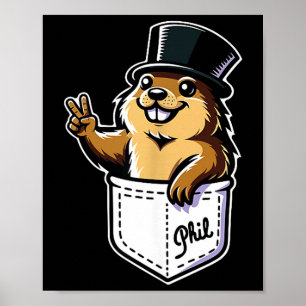 Poster Conception de poche de jour de marmotte mignonne d