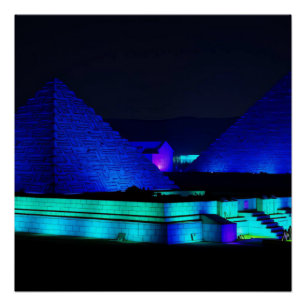 Poster Conception de pyramides bleues