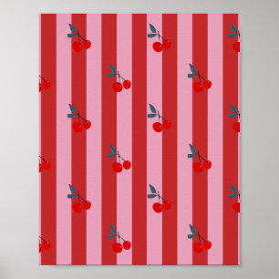 Poster Conception de rayures rouges et roses avec carte a
