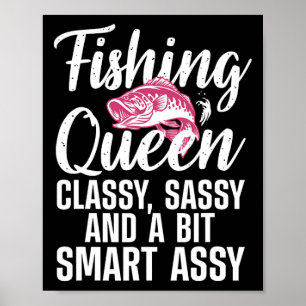 Poster Conception de reine de pêche drôle pour les femmes