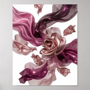 Poster Conception de ROSES en TISSU Argentée