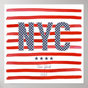 Poster Conception de rouge de NYC  , blanche et bleue