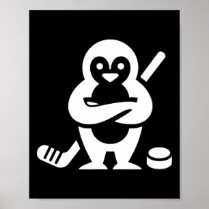 Poster Conception de silhouette de hockey de manchot déte