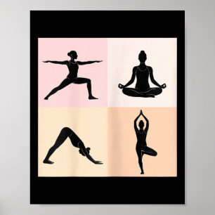 Poster Conception de silhouette de yoga, Pop Art 4 Quadra