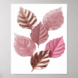 Poster Conception de slogan aux feuilles roses argentées