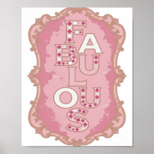 Poster Conception de slogan FABULEUX rose moderne
