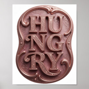 Poster Conception de slogan HUNGRY rose élégant